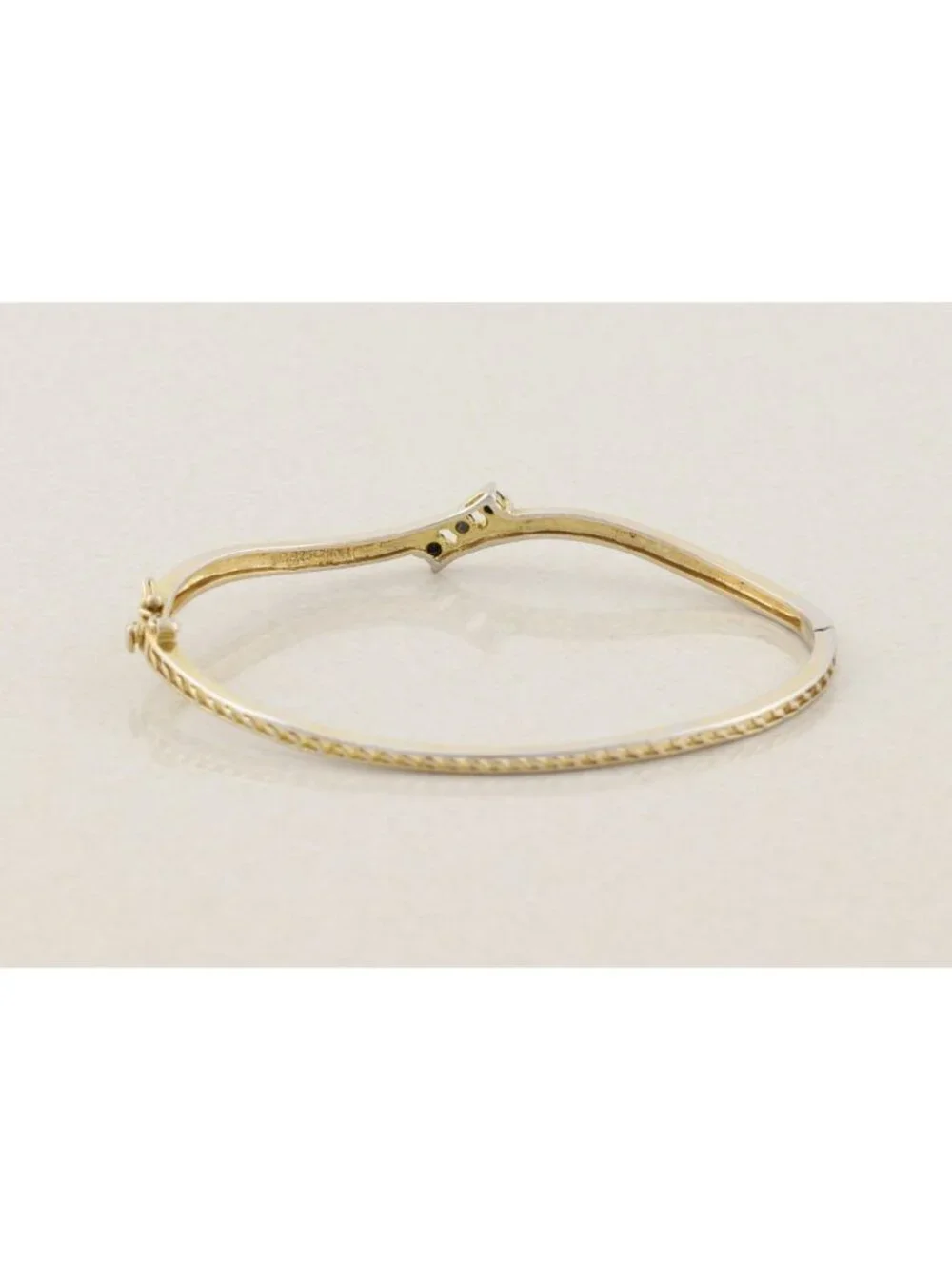 18k Gold Over Sterling Silver Natural Sapphire Bangle Bracelet Opens 7